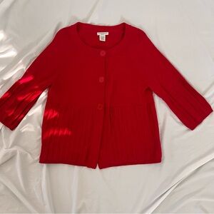 Vintage Hannah Red button up cardigan with pleated bottom. Size: PL